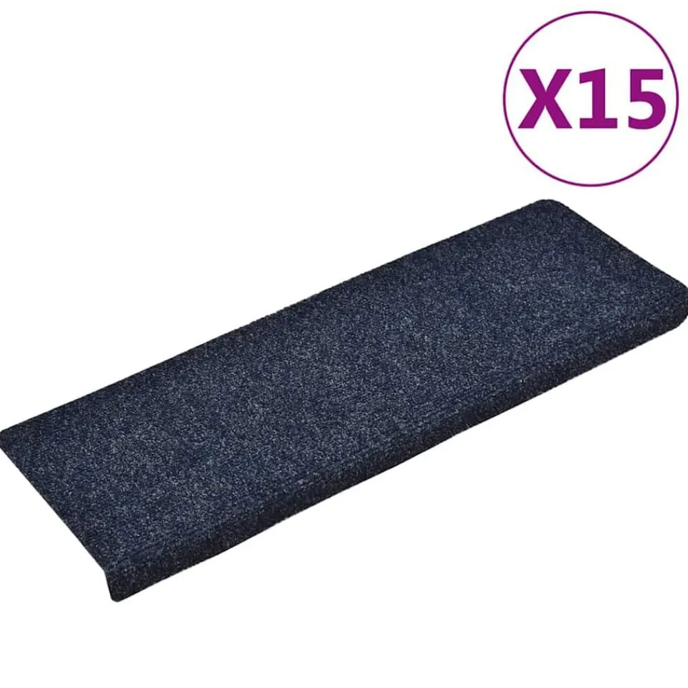 vidaXL Tapis d'escalier autocollants 15 pièces 65 x 21 x 4 cm Bord rectangulaire