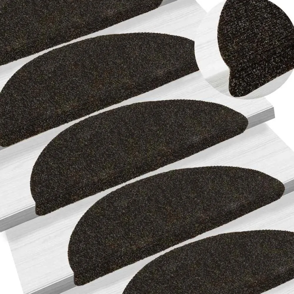 vidaXL Tapis d'escalier auto-adhésifs 15 pièces 56 x 17 x 3 cm Demi-rond