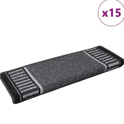 Produits Ménagers-vidaXL Tapis d'escalier auto-adhésifs 15 pcs 65 x 21 x 4 cm Anthracite