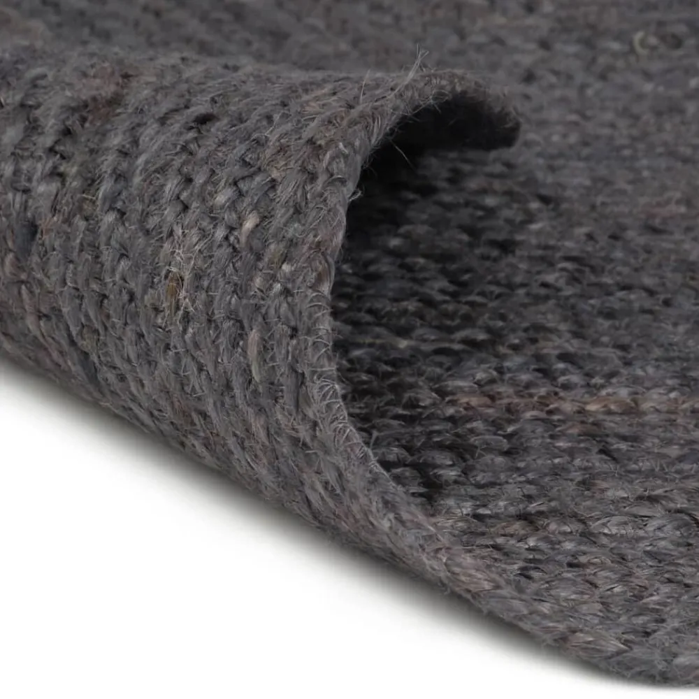 Décorations-vidaXL Tapis fait à la main Jute Rond 90 cm Gris foncé