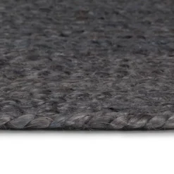 Décorations-vidaXL Tapis fait à la main Jute Rond 90 cm Gris foncé