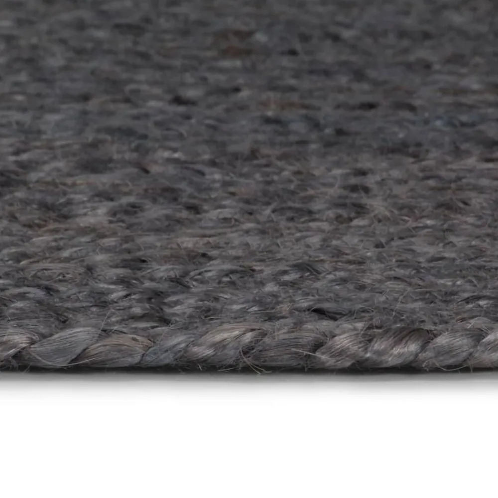 Décorations-vidaXL Tapis fait à la main Jute Rond 90 cm Gris foncé
