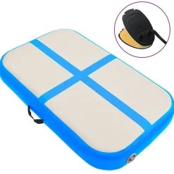 Entraînement & Fitness-vidaXL Tapis gonflable de gymnastique avec pompe 60x100x15 cm PVC Bleu Gris et bleu