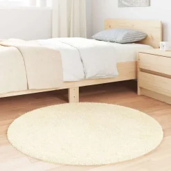 vidaXL Tapis Shaggy à poils longs NAVARRA crème 100x100 cm polyester