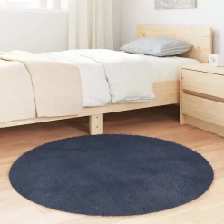 Décorations-vidaXL Tapis shaggy à poils longs NAVARRA 100x100 cm Bleu marine