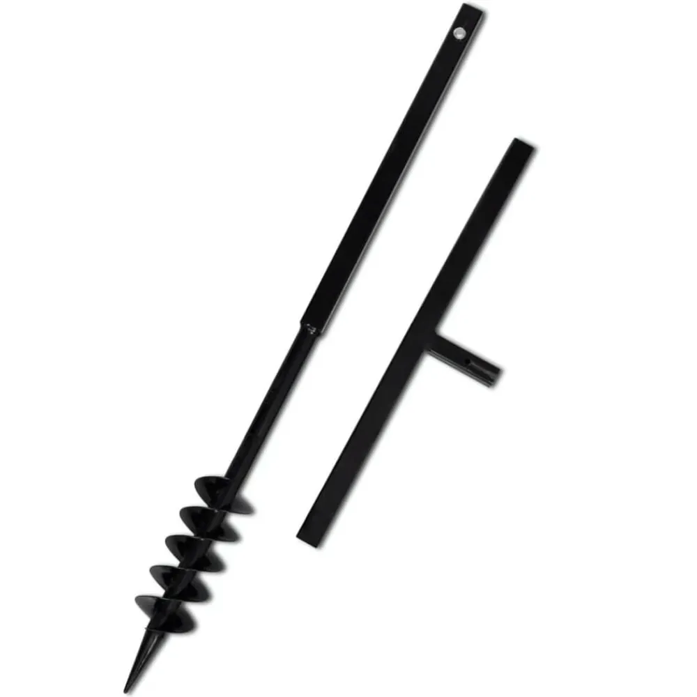 Outils-vidaXL Tarière de sol avec mèche de tarière 80 mm Acier Noir