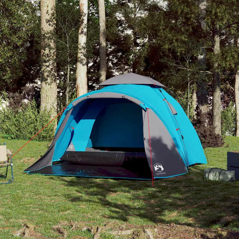 Loisirs De Plein Air-vidaXL Tente de camping à dôme 3 personnes libération rapide Bleu