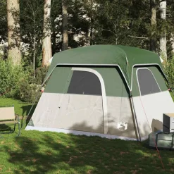 Loisirs De Plein Air-vidaXL Tente de camping de cabine 4 personnes imperméable Vert