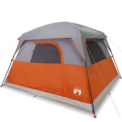 Loisirs De Plein Air-vidaXL Tente de camping de cabine 4 personnes imperméable Orange