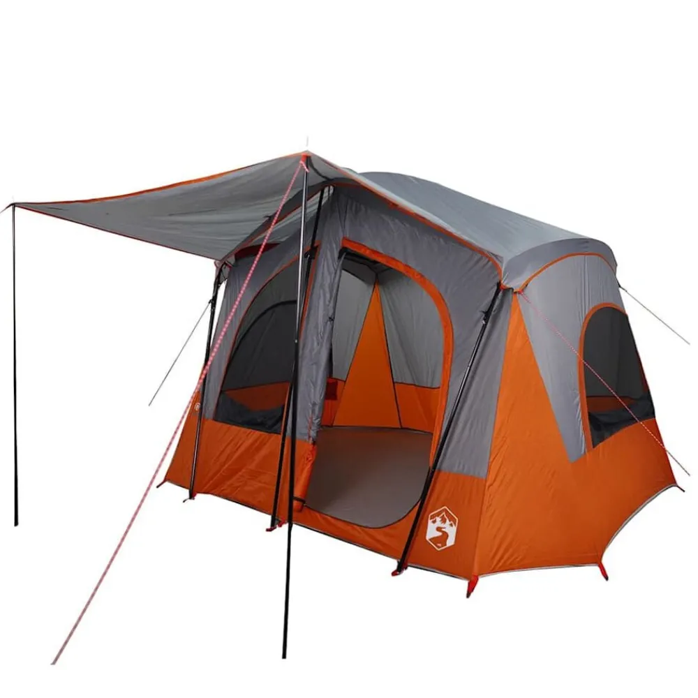 Loisirs De Plein Air-vidaXL Tente de camping de cabine 5 personnes gris orange imperméable Gris et orange