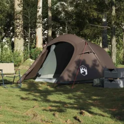 Loisirs De Plein Air-vidaXL Tente de camping tunnel 3 personnes imperméable Marron