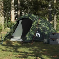 Loisirs De Plein Air-vidaXL Tente de camping tunnel 3 personnes imperméable Camouflage