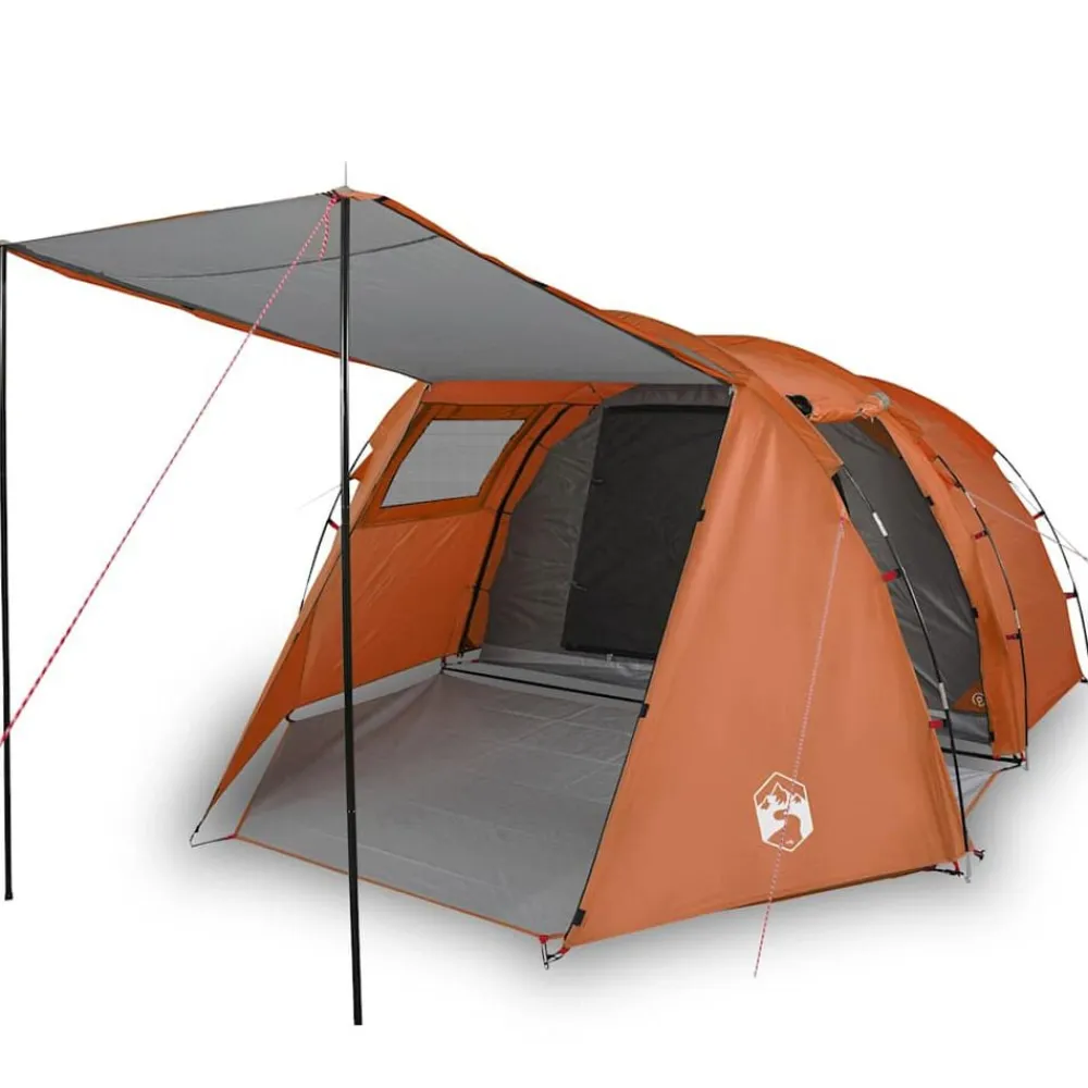 Loisirs De Plein Air-vidaXL Tente de camping tunnel 4 personnes gris et imperméable Orange