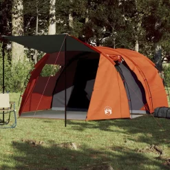 Loisirs De Plein Air-vidaXL Tente de camping tunnel 4 personnes gris et imperméable Orange