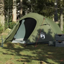 Loisirs De Plein Air-vidaXL Tente de camping tunnel 3 personnes imperméable Vert olive