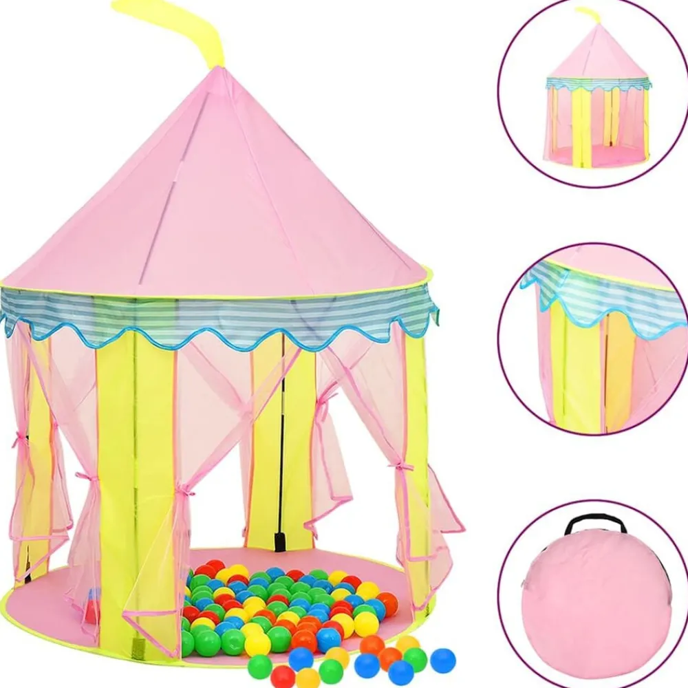 Jeux De Plein Air-vidaXL Tente de jeu pour enfants avec 250 balles Rose 100x100x127 cm Multicolore