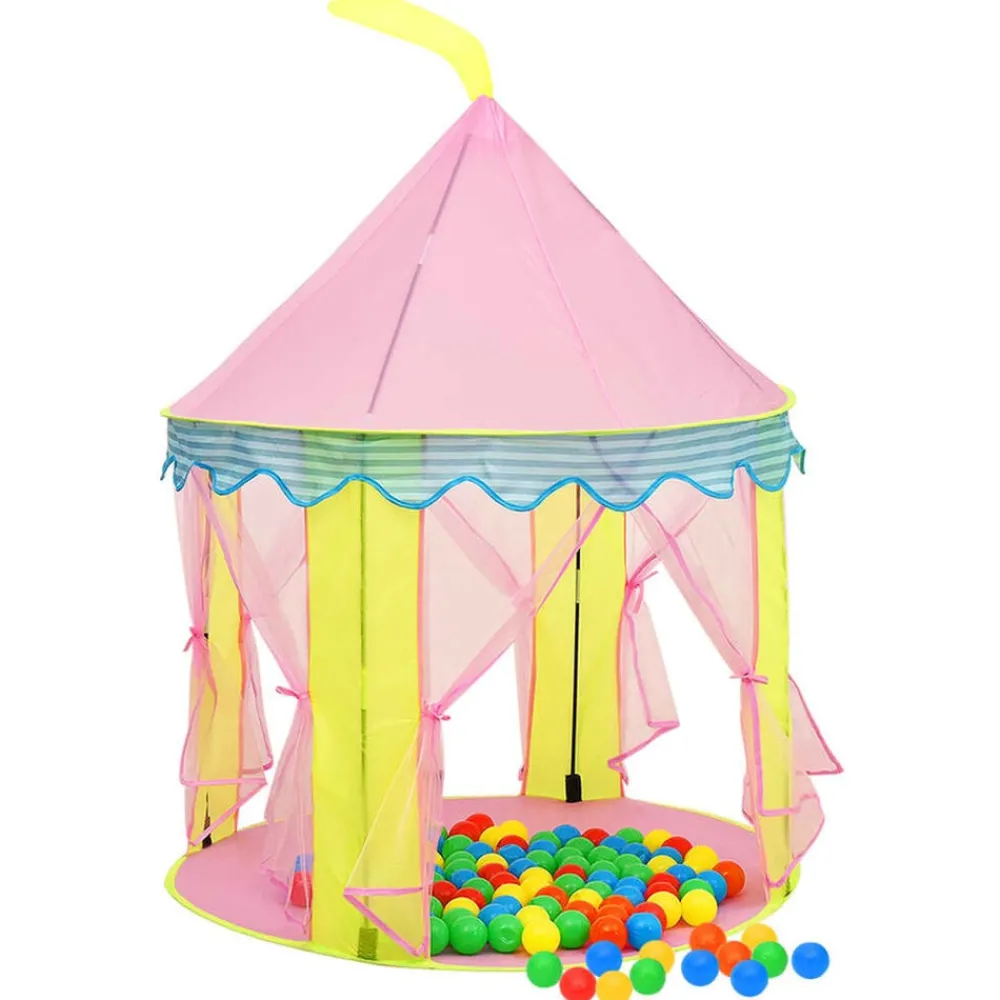 Jeux De Plein Air-vidaXL Tente de jeu pour enfants avec 250 balles Rose 100x100x127 cm Multicolore