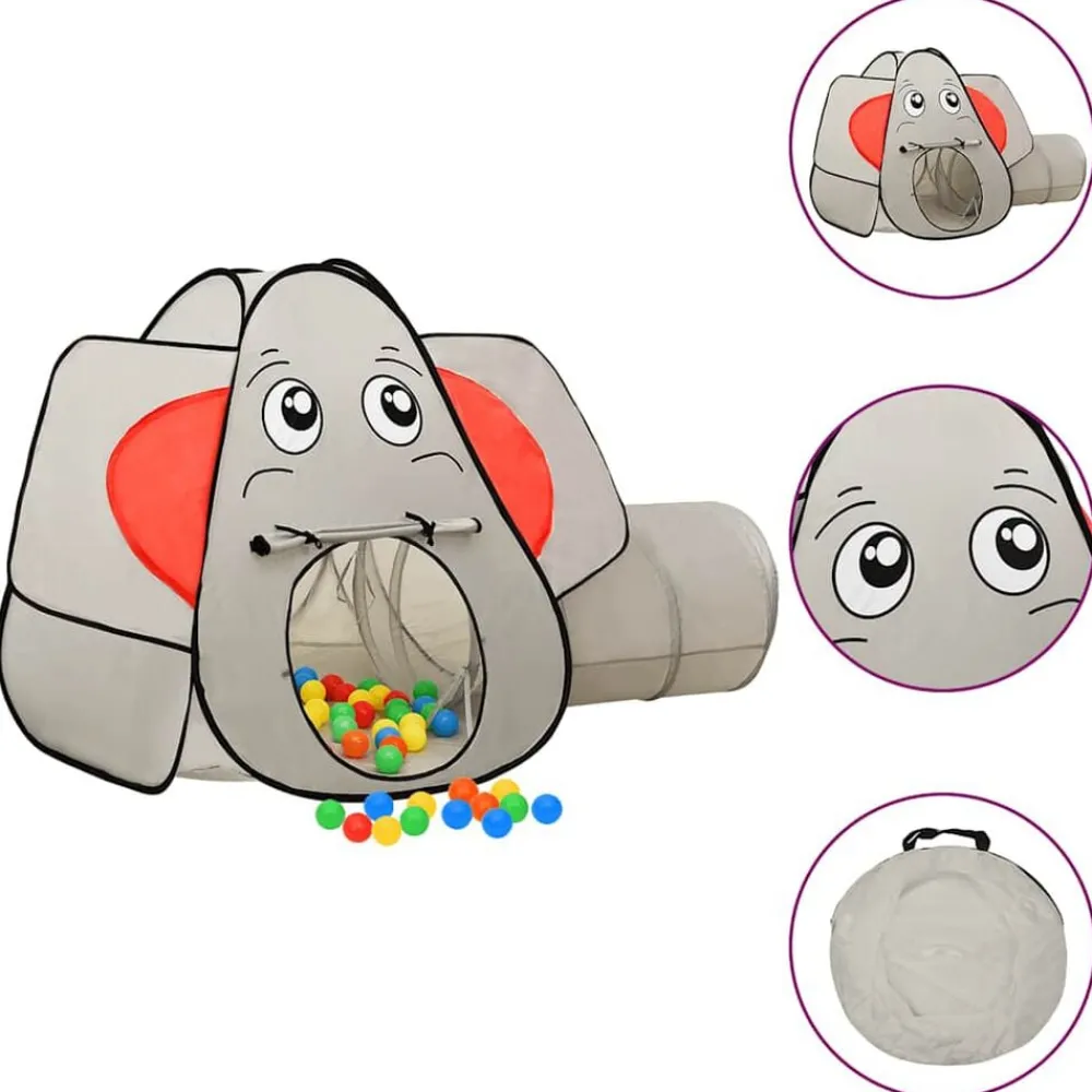 Jeux De Plein Air-vidaXL Tente de jeu pour enfants 250 balles Éléphant Gris 174x86x101cm Multicolore