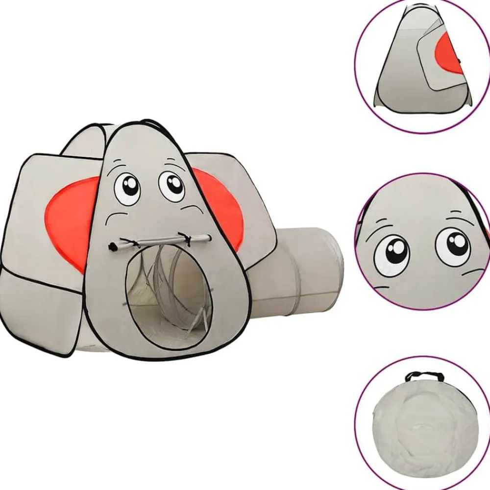 Jeux De Plein Air-vidaXL Tente de jeu pour enfants 250 balles Éléphant Gris 174x86x101cm Multicolore