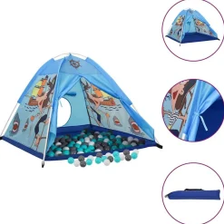 Jeux De Plein Air-vidaXL Tente de jeu pour enfants avec 250 balles Bleu 120x120x90 cm Multicolore 1