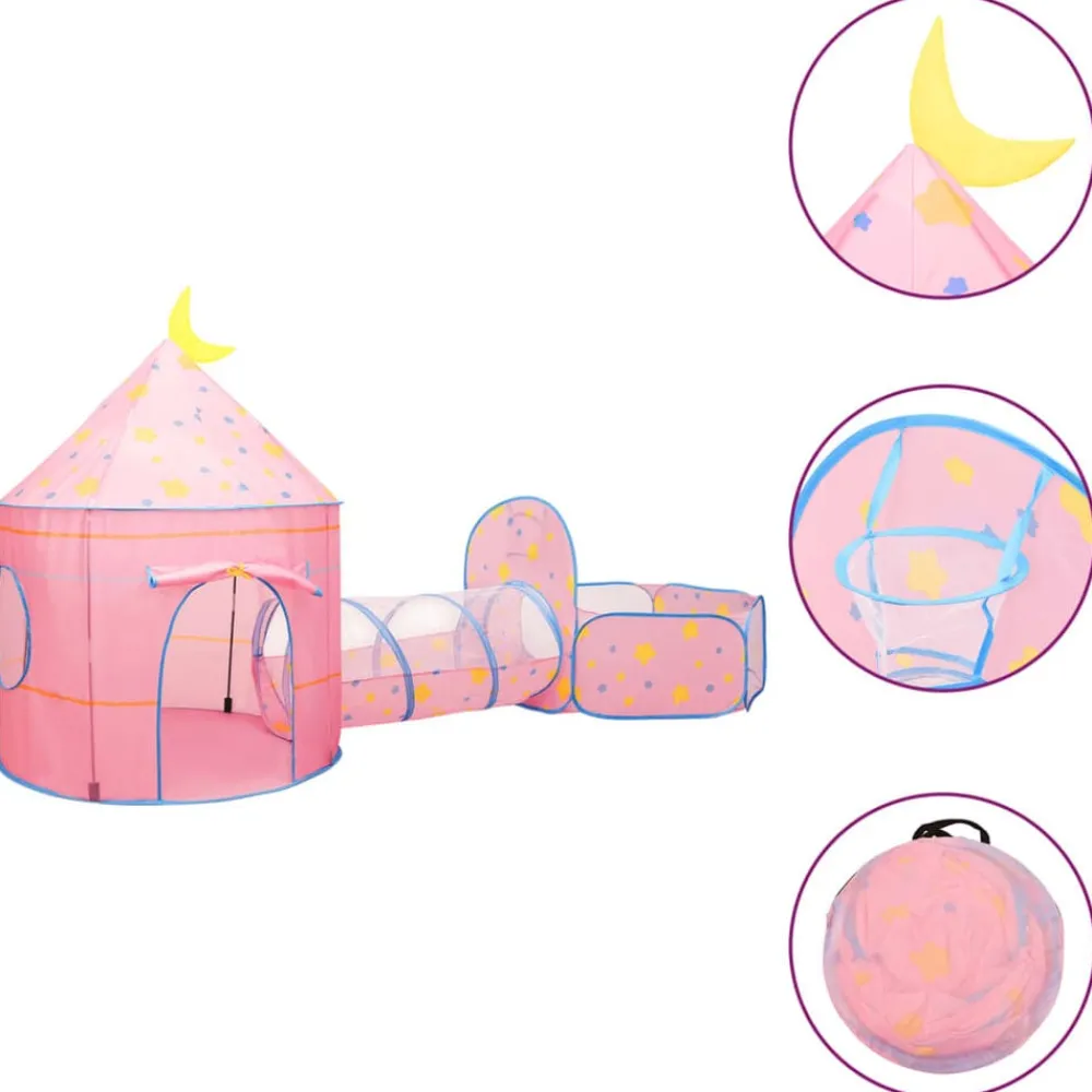 Jeux De Plein Air-vidaXL Tente de jeu pour enfants avec 250 balles Rose 301x120x128 cm Multicolore 1