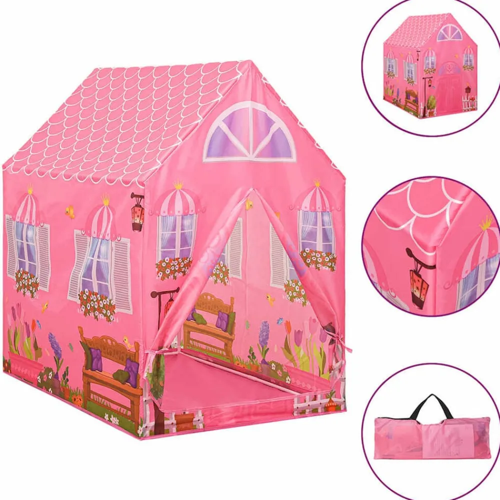 Jeux De Plein Air-vidaXL Tente de jeu pour enfants avec 250 balles Rose 69x94x104 cm Multicolore 1