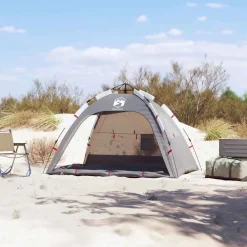 Loisirs De Plein Air-vidaXL Tente de plage 2 personnes libération rapide imperméable Gris