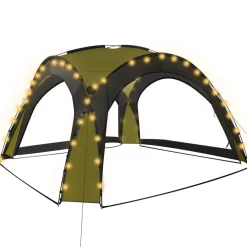 Pelouses & Jardins-vidaXL Tente de réception avec LED et 4 parois 3,6x3,6x2,3 m Vert
