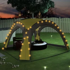 Pelouses & Jardins-vidaXL Tente de réception avec LED et 4 parois 3,6x3,6x2,3 m Vert