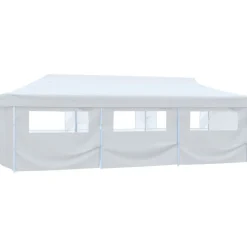 Pelouses & Jardins-vidaXL Tente de réception escamotable avec 8 parois 3 x 9 m Blanc