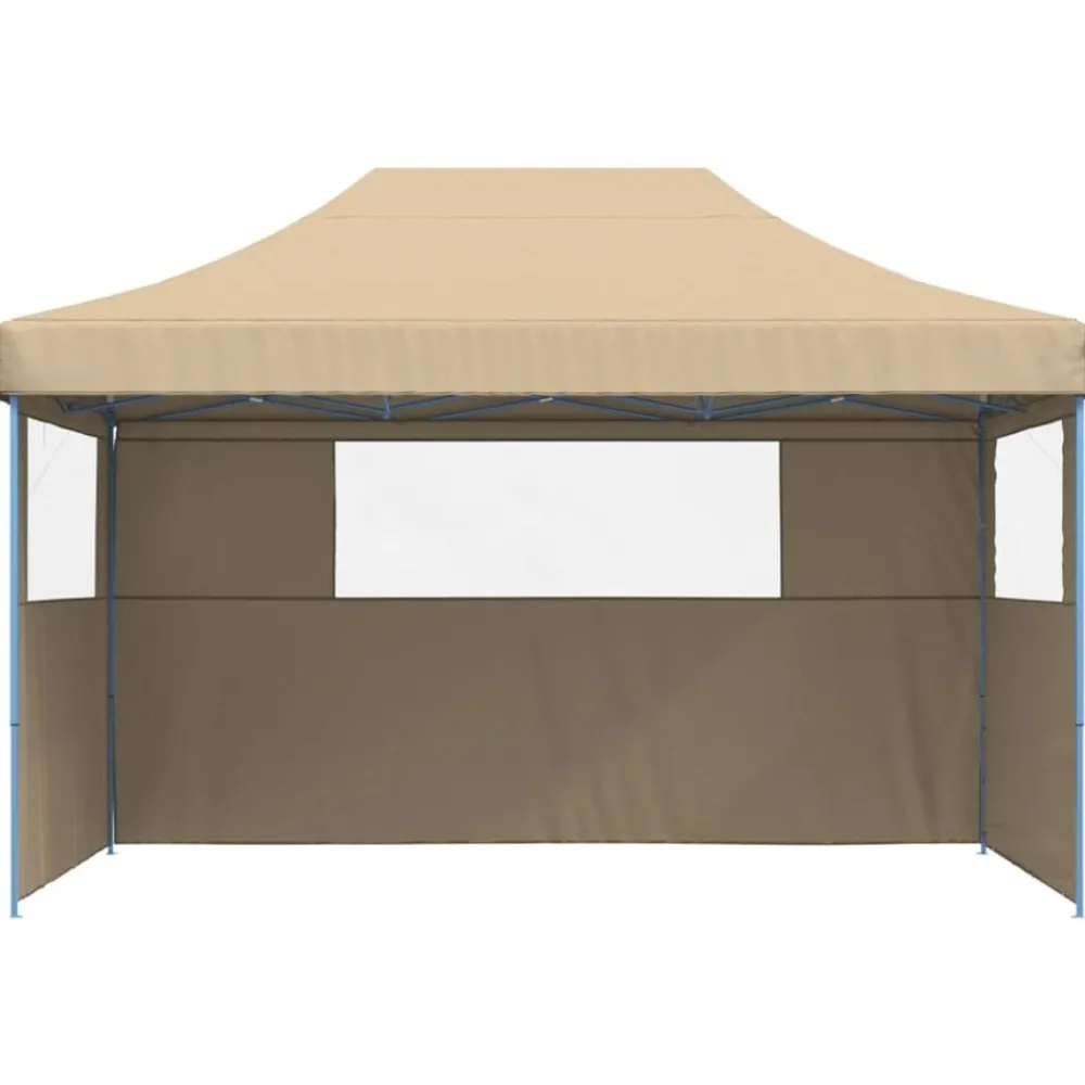 Pelouses & Jardins-vidaXL Tente de réception pliable escamotable avec 3 parois latérales Beige