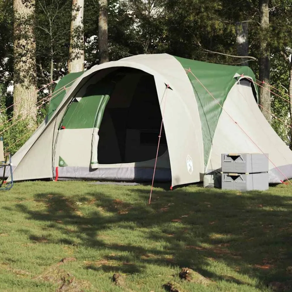 Loisirs De Plein Air-vidaXL Tente familiale à dôme 6 personnes imperméable Vert