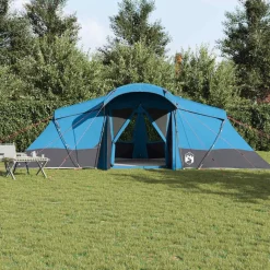 Loisirs De Plein Air-vidaXL Tente familiale avec toit et gris 721 x 335 x 212 cm Bleu
