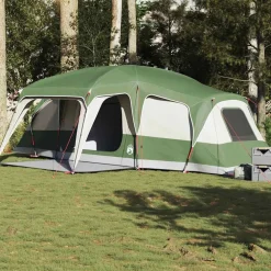 Loisirs De Plein Air-vidaXL Tente familiale avec dôme porche 9 personnes imperméable Vert