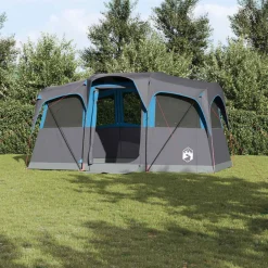 Loisirs De Plein Air-vidaXL Tente familiale avec toit et gris 435 x 255 x 216 cm Bleu
