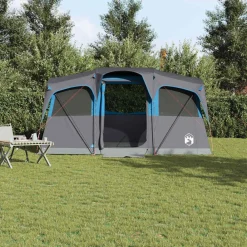 Loisirs De Plein Air-vidaXL Tente familiale avec toit et gris 435 x 255 x 216 cm Bleu