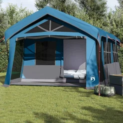 Loisirs De Plein Air-vidaXL Tente familiale et gris 620 x 322 x 240 cm Polyester Bleu