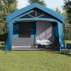 Loisirs De Plein Air-vidaXL Tente familiale et gris 620 x 322 x 240 cm Polyester Bleu