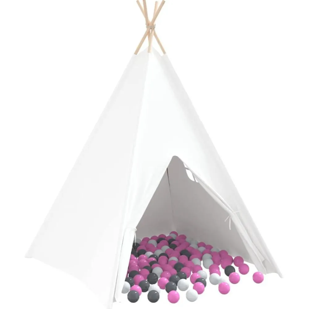 Jeux De Plein Air-vidaXL Tente tipi Blanc 120 x 120 x 150 cm Tissu et plastique Blanc/gris/rose