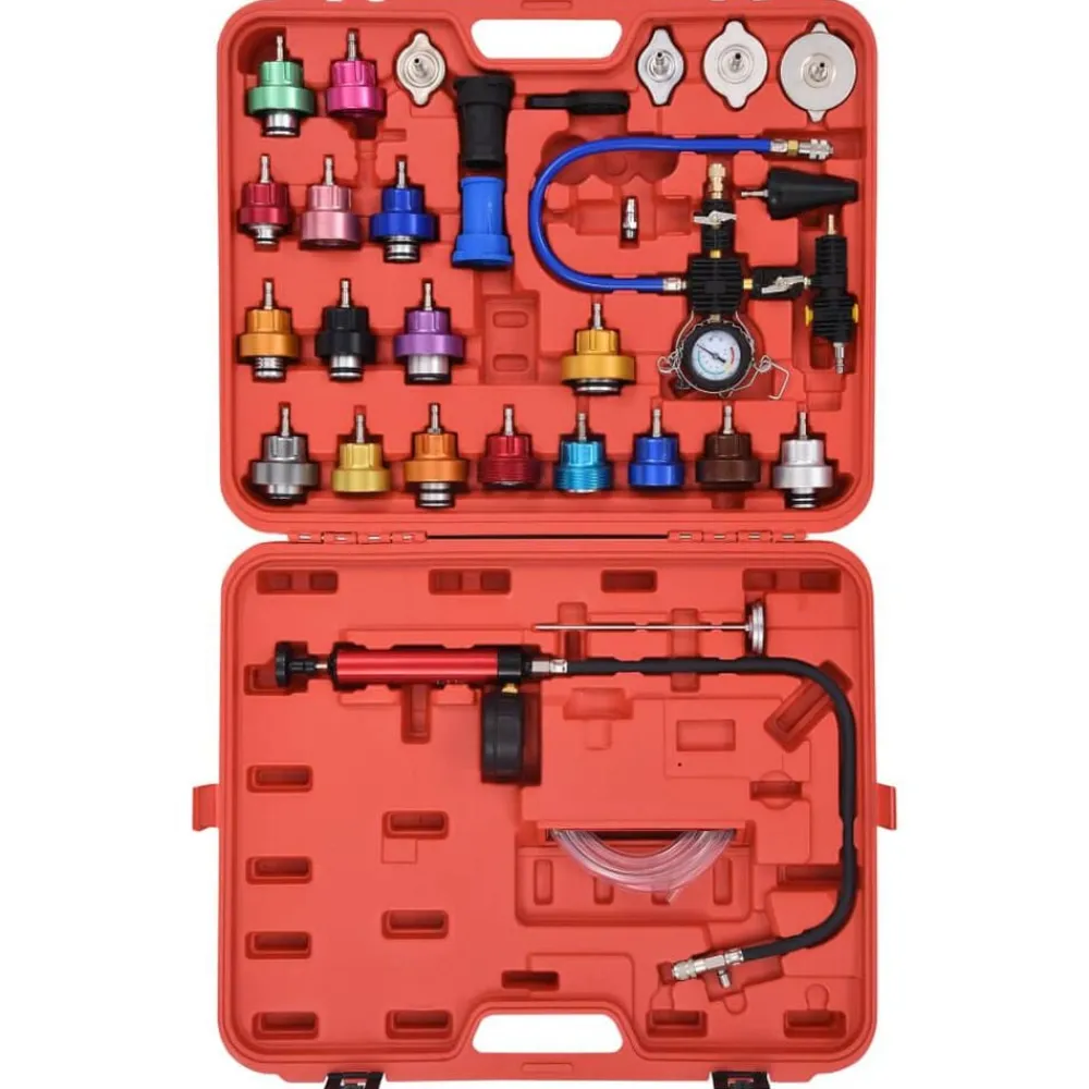 vidaXL Testeur de pression pour refroidissement et bouchon 28 pcs