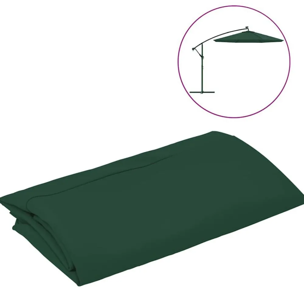Pelouses & Jardins-vidaXL Tissu de remplacement pour parasol déporté 300 cm Vert