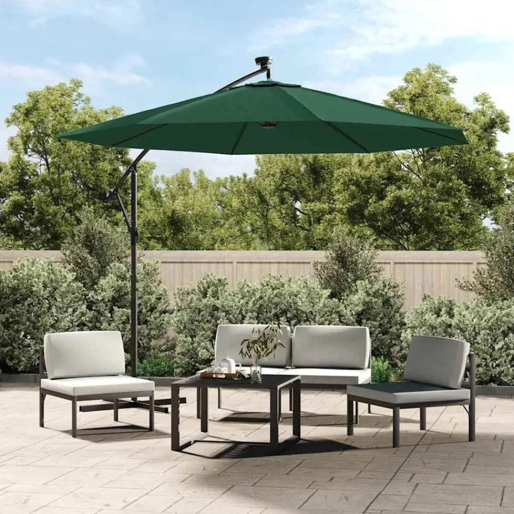 Pelouses & Jardins-vidaXL Tissu de remplacement pour parasol déporté 300 cm Vert