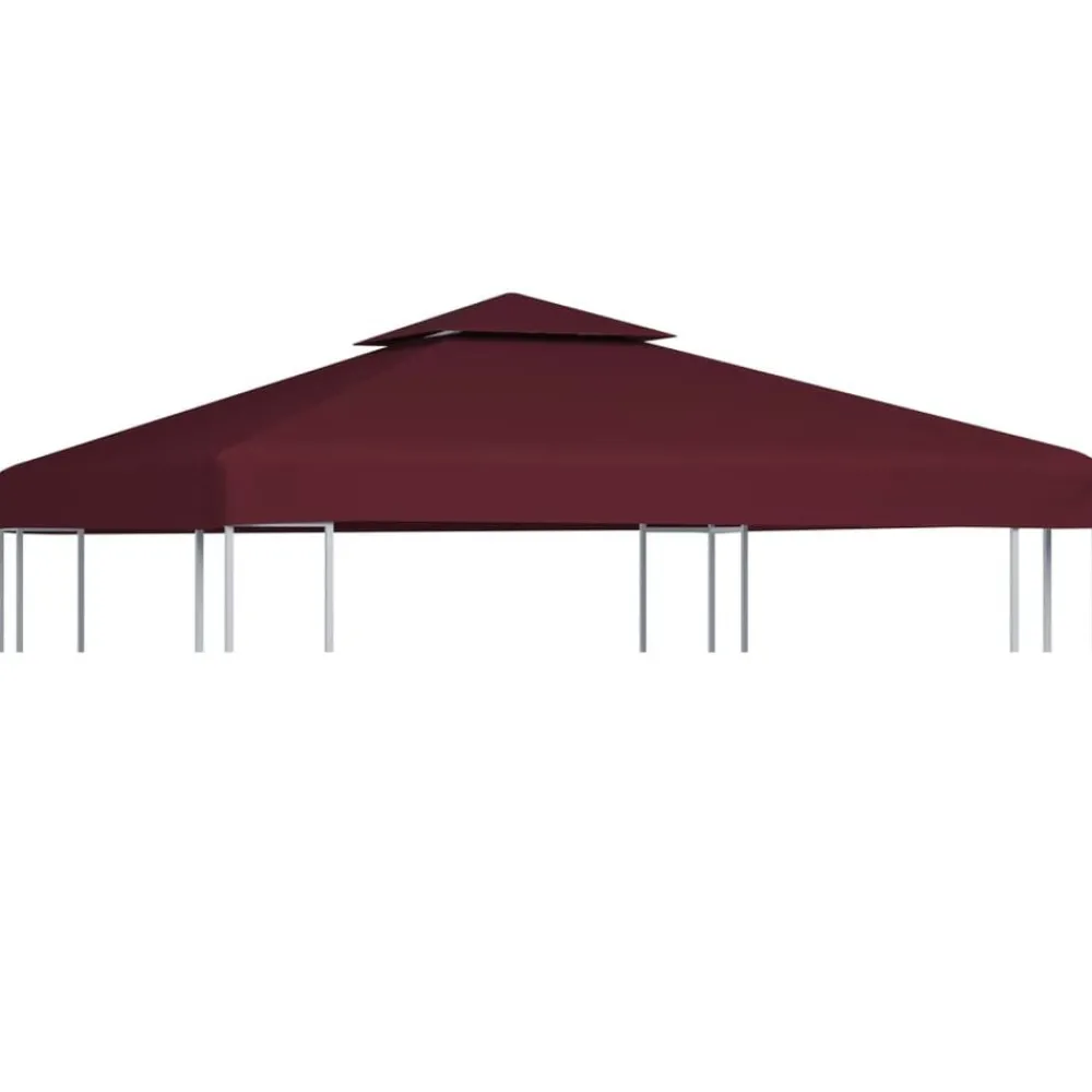 Pelouses & Jardins-vidaXL Toile supérieure double de belvédère 310 g/m² 3x3 m Bordeaux Bordeaux