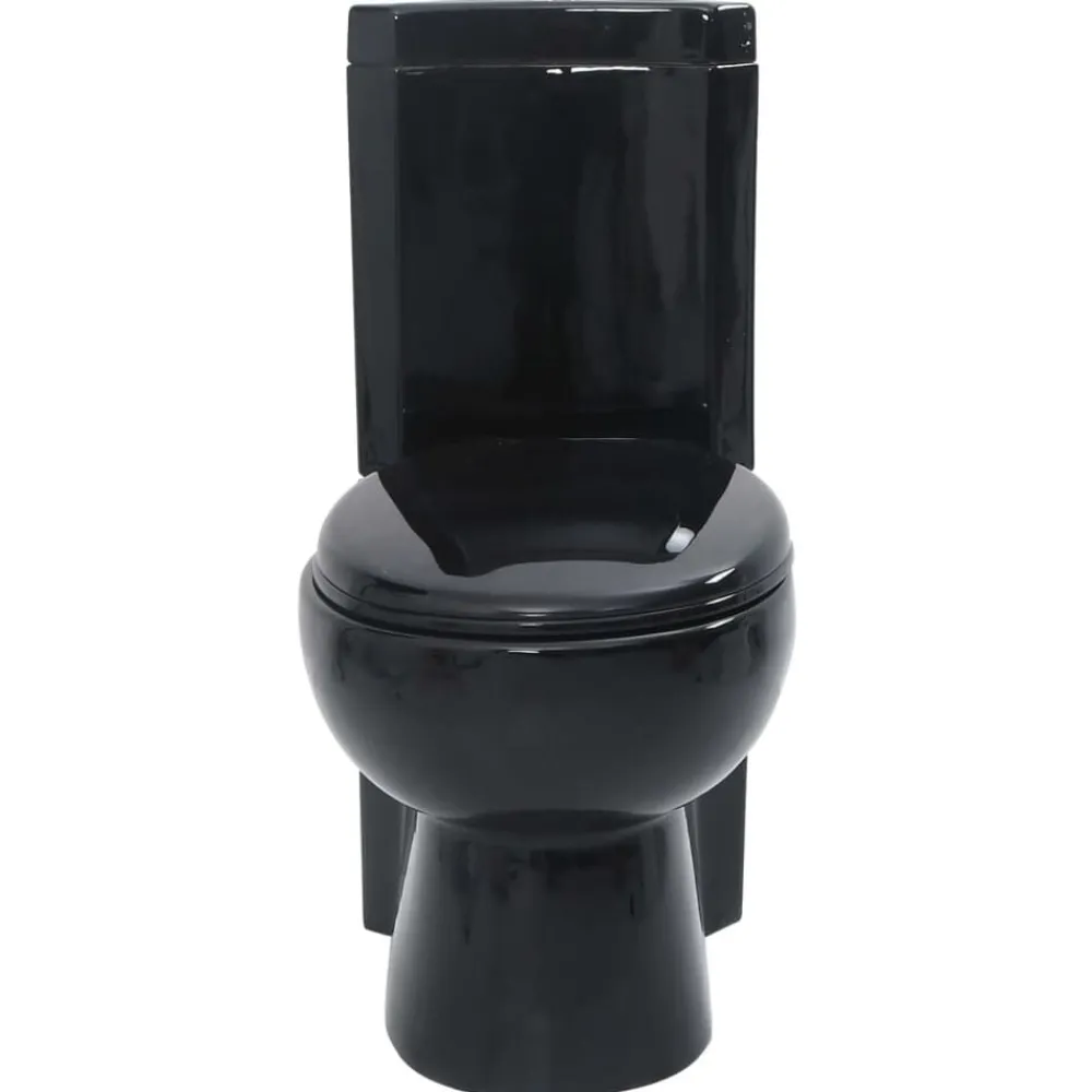 Plomberie-vidaXL Toilette d'angle en céramique pour salle de bains Noir