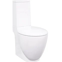 vidaXL Toilette en céramique Ronde Écoulement d'eau au fond