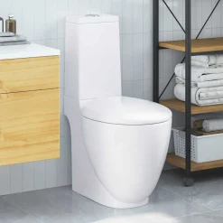 vidaXL Toilette en céramique Ronde Écoulement d'eau au fond