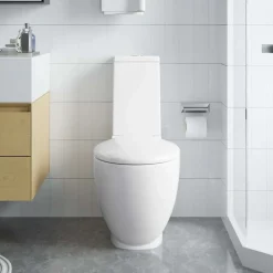 vidaXL Toilette en céramique Ronde Écoulement d'eau au fond
