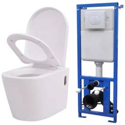 vidaXL Toilette murale avec réservoir caché Céramique
