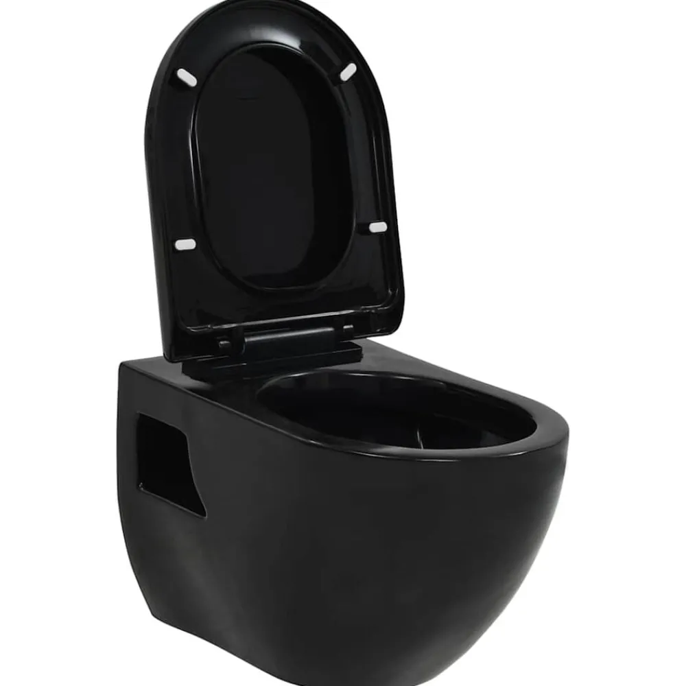 Plomberie-vidaXL Toilette murale Céramique Noir