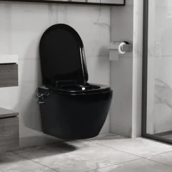 vidaXL Toilette murale sans bord à fonction de bidet Céramique